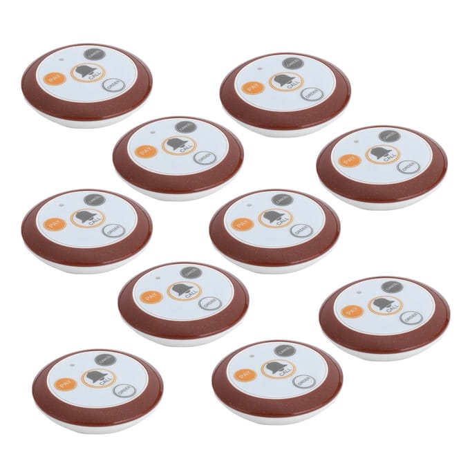 10 Stuks Draadloos Pager Oproepsysteem voor Restaurant Maaltijdopnemer SUC04 433.92MHz DC6V white