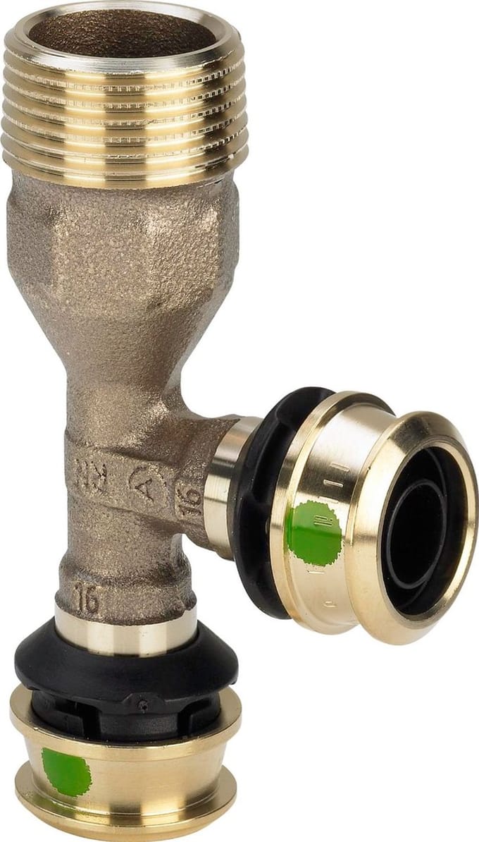 Viega Raxofix-T-stuk, R 1/2, d1 16, d2 16 siliciumbrons Model 5326.4, 647629