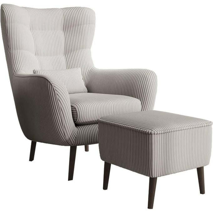 Fauteuil met hocker Verdiro ribstof | NADUVI Collection