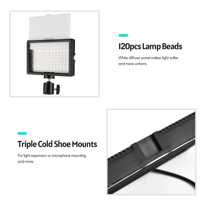 Andoer USB-videoconferentieverlichtingsset inclusief 2 * LED-videolampen 3200K-5600K dimbaar + 2 * zwart