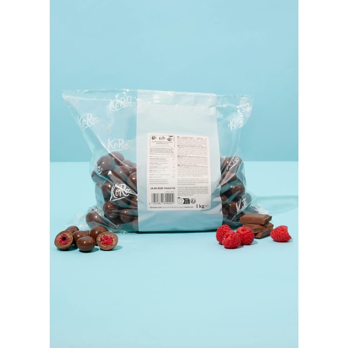 Gevriesdroogde frambozen in melkchocolade 1 kg