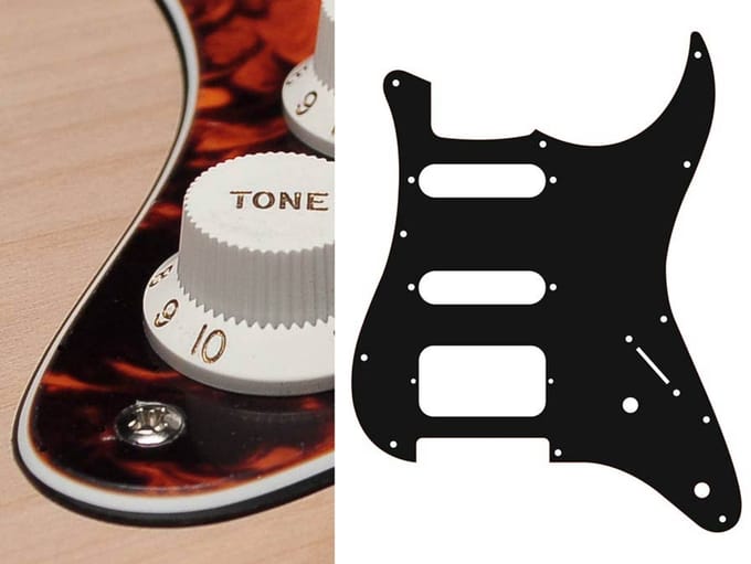 Boston ST-322-MO pickguard, Stallion, SSH, 2 pot holes, 3-5 switch, 3 ply, marble orange
