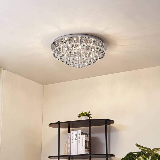 Lindby - plafondlamp - 8lichts - Staal, kristal - H: 25 cm - G9 - chroom