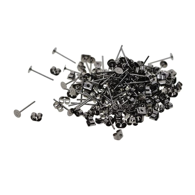 Poteaux et dos de boucles d'oreilles en fer de 4mm, 400 pièces, pour résultats de bricolage, bijoux as described black