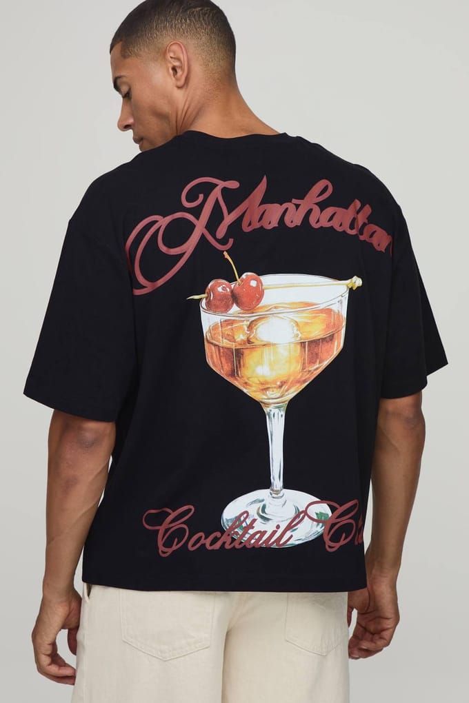 Oversized T-shirt Met Manhattan-print | Black | Size Medium