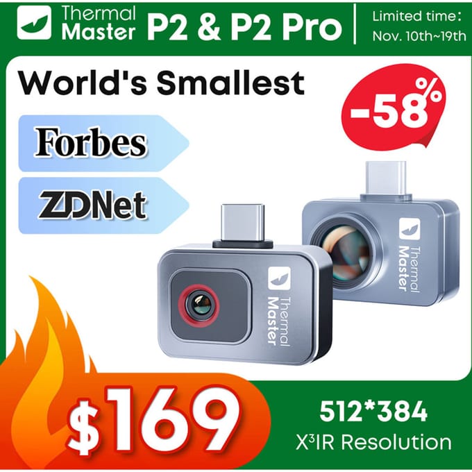 Thermal Master -20 ℃   tot 600 ℃   Warmtebeeldcamera Warmtebeeldcamera P2 Vloerverwarming HVAC-inspectie en reparatie Android