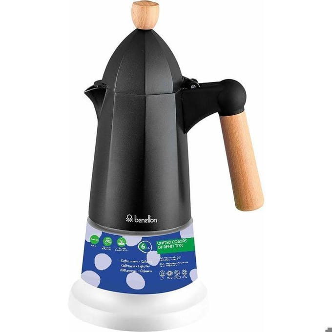 Cafétière Benetton Aluminium Bois de hêtre noir
