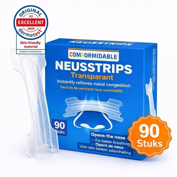 Comformidable® Neusstrips 90 stuks – Anti Snurk - Neuspleisters - Neusspreider - Transparant - Snurken