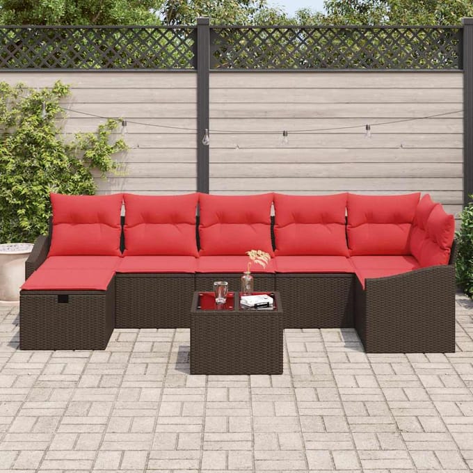 vidaXL - Bankstel - 8 - st - poly - rattan