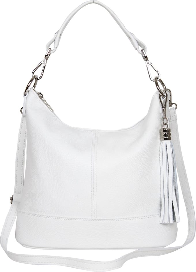 AmbraModa GLX09 - Dames handtas, schoudertas van echt leer. Wit