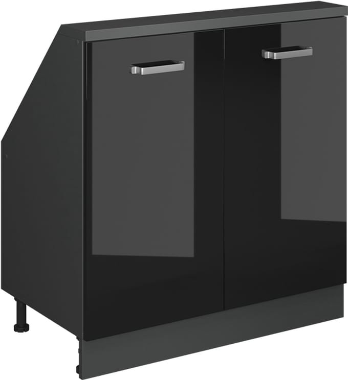Vicco Rion Kast voor schuine wand – met 2 deuren Hoogglans zwart/antraciet