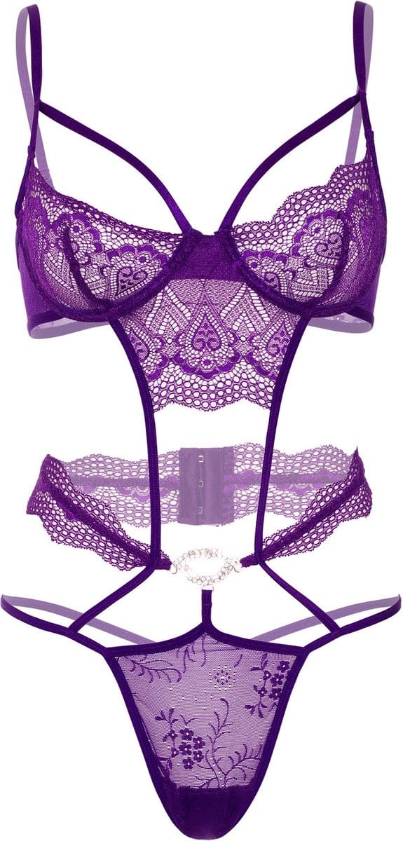 Heart Lace Teddy with Jewel