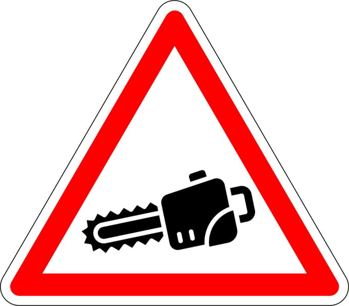Pas op kettingzagen sticker 300 mm