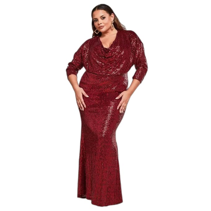 Glitternagend Sheathjurk met een Bénitier Kraag Dames Goddiva