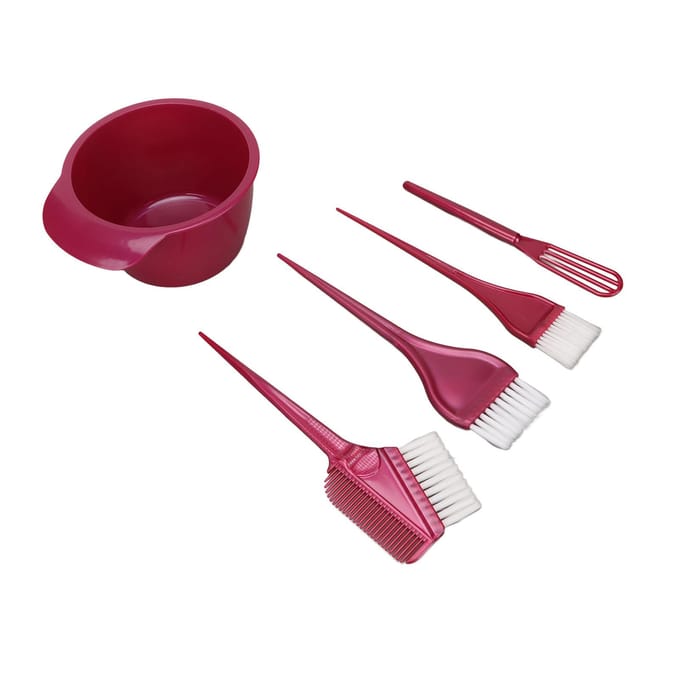 5 stuks Haarkleurverf Kit Nylon Vezel Borstels Mengkom Puntige Handgreep Haarkleurmiddelen brown