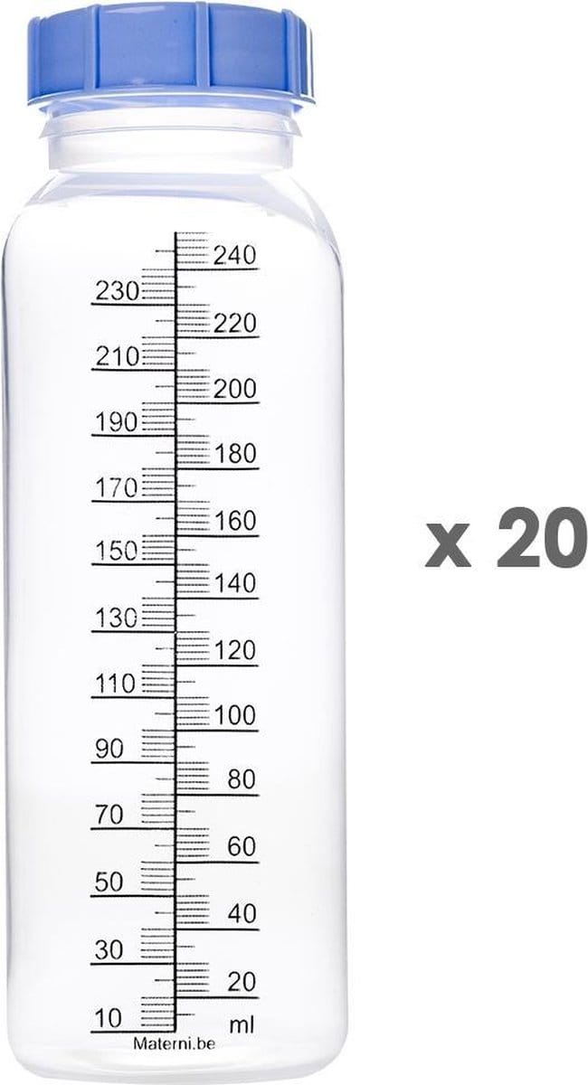20x Materni Moedermelkflessen 240 ml met dop tbv borstvoeding