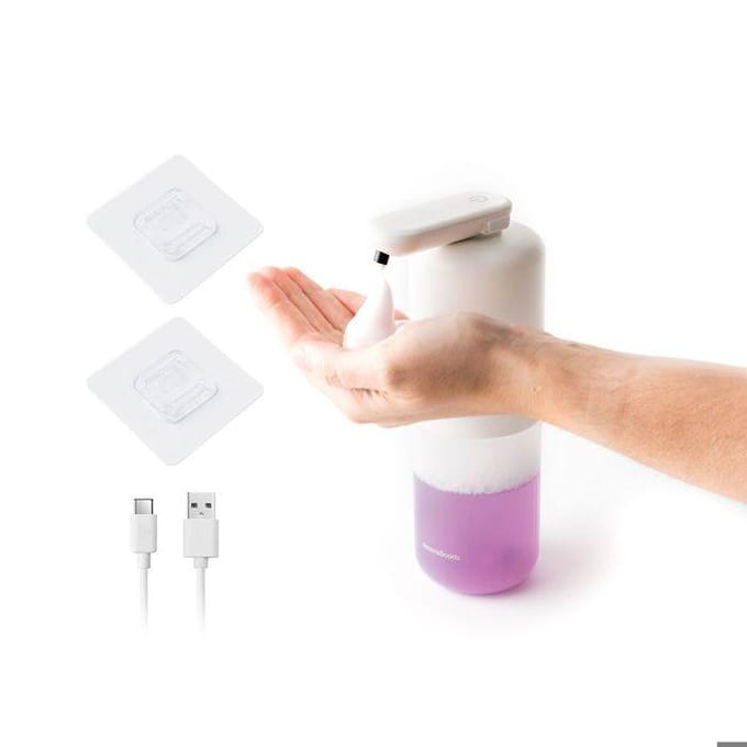 Distributeur de Savon Automatique - InnovaGoods - Rechargeable - 350 ml - Touch Free - Design Moderne blanc
