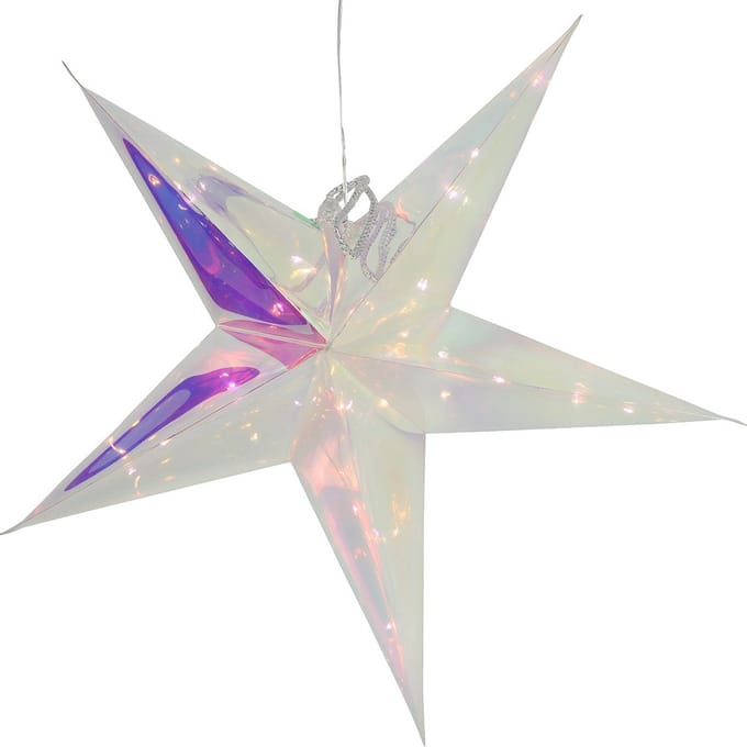 Svenska Living Verlichte kerstster - zilver iriserend- 53 cm - op batterij - warm wit