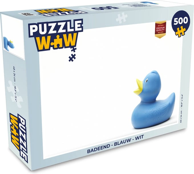 Puzzel Badeend - Blauw - Wit - Legpuzzel - Puzzel 500 stukjes