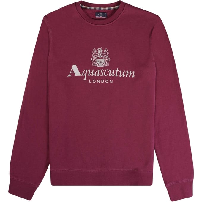 Aquascutum Active Big Logo Crew Neck Cordovan Red Sweatshirt