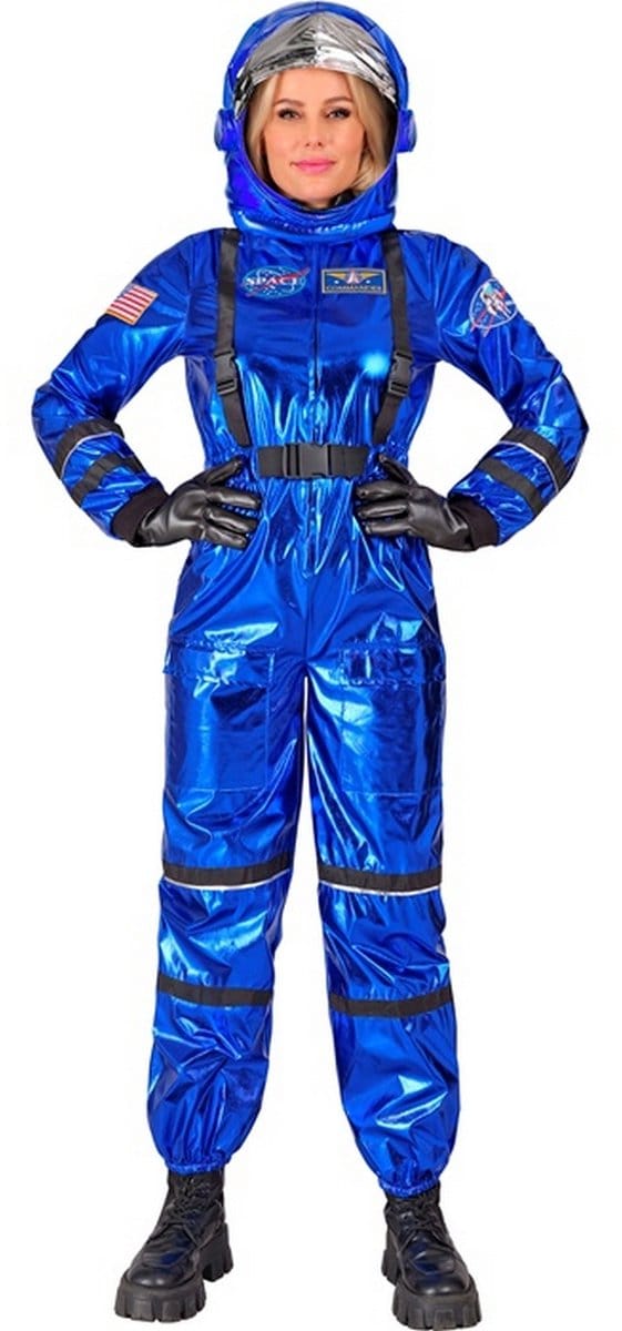 Astronaut Jumpsuit Dame Metallic - Blauw - Maat M