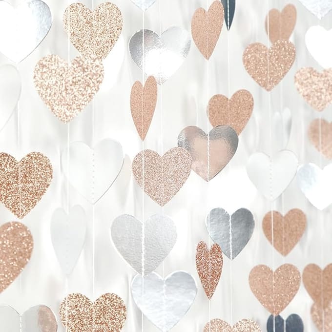BOTC Hart Slinger - 16m Glitter Achtergrond Slingers - Disco Boho Verjaardag Oudejaarsavond Achtergrond Streamer - Banner
