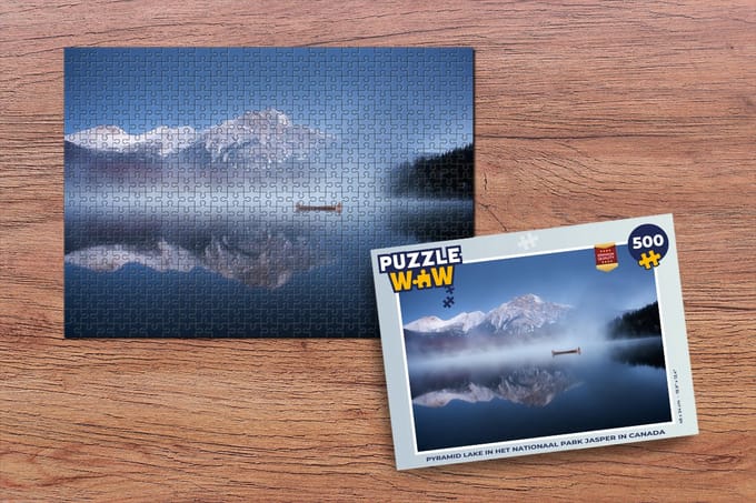 Puzzel Pyramid Lake in het Nationaal park Jasper in Canada - Legpuzzel - Puzzel 500 stukjes