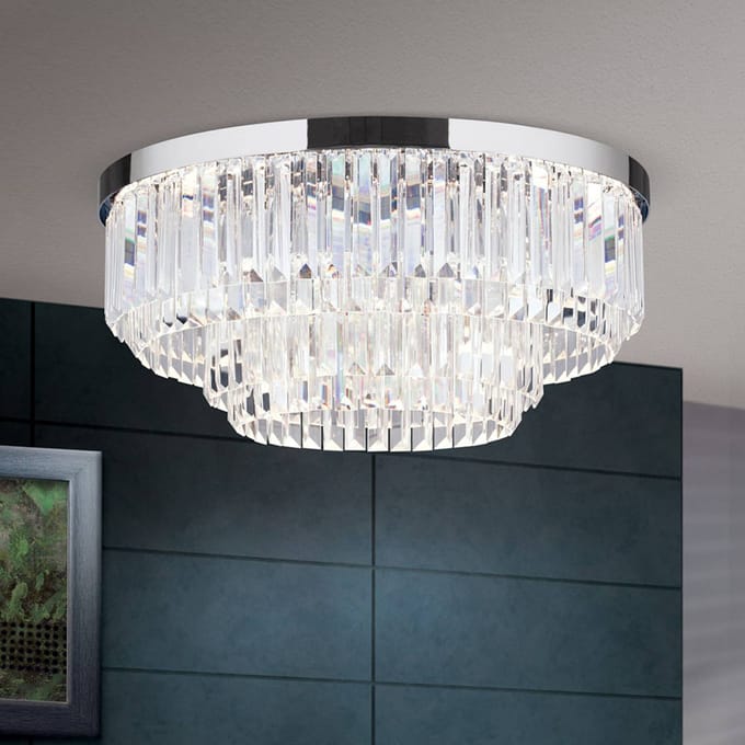 ORION LED plafondlamp Prism, chroom, Ø 55 cm
