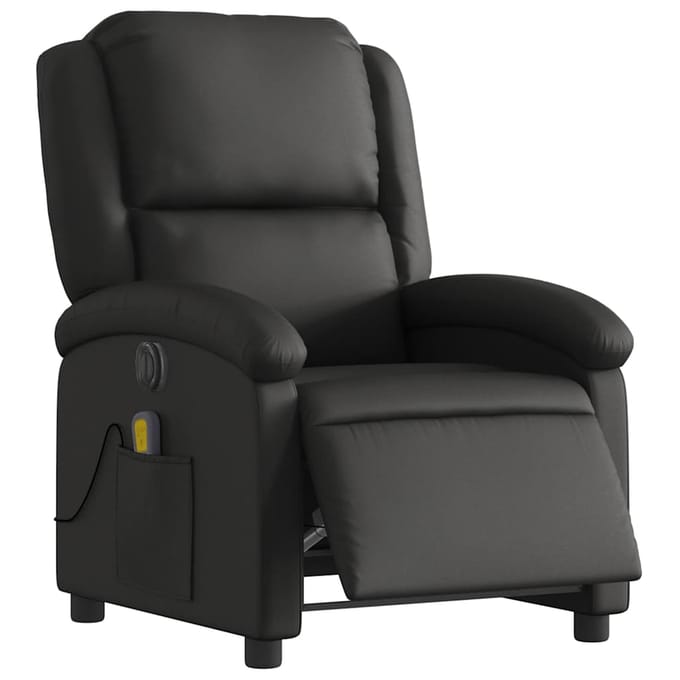 vidaXL - Massagestoel - verstelbaar - elektrisch - echt - leer - zwart