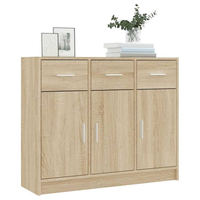 vidaXL - Dressoir - 91x28x75 - cm - bewerkt - hout - sonoma - eikenkleurig