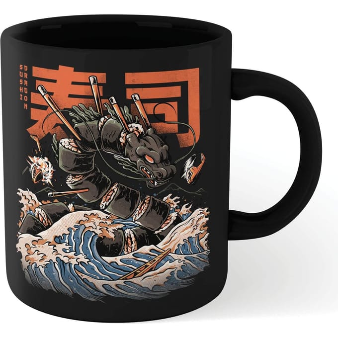 Ilustrata Sushi Dragon Mug - Black