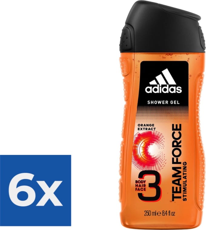 Adidas Team Force Douchegel 250 ml - Voordeelverpakking 6 stuks