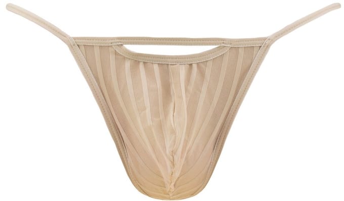 WOH heren microfiber G-string personal allure mesh beige