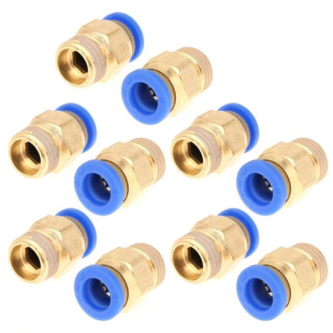10 stuks pneumatische snelkoppelingen, luchtfittingen, adapters, 8 mm diameter, schroefdraad 14BSP, set