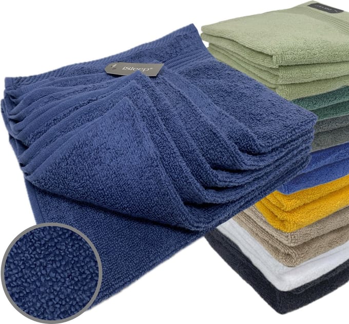 iSleep Terry Gastendoekje - 6 Stuks - 30x50 cm - Donker Blauw