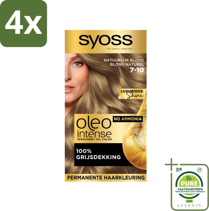 Syoss Oleo Intense - Haarverf - 7-10 - Natuurlijk Blond - 115ml x 4