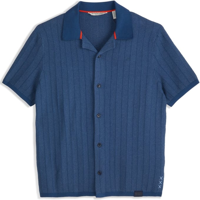 Scotch & Soda Button Front Sweater Top Dark Denim Größe: M | Pullover Outlet | Herren | Blau