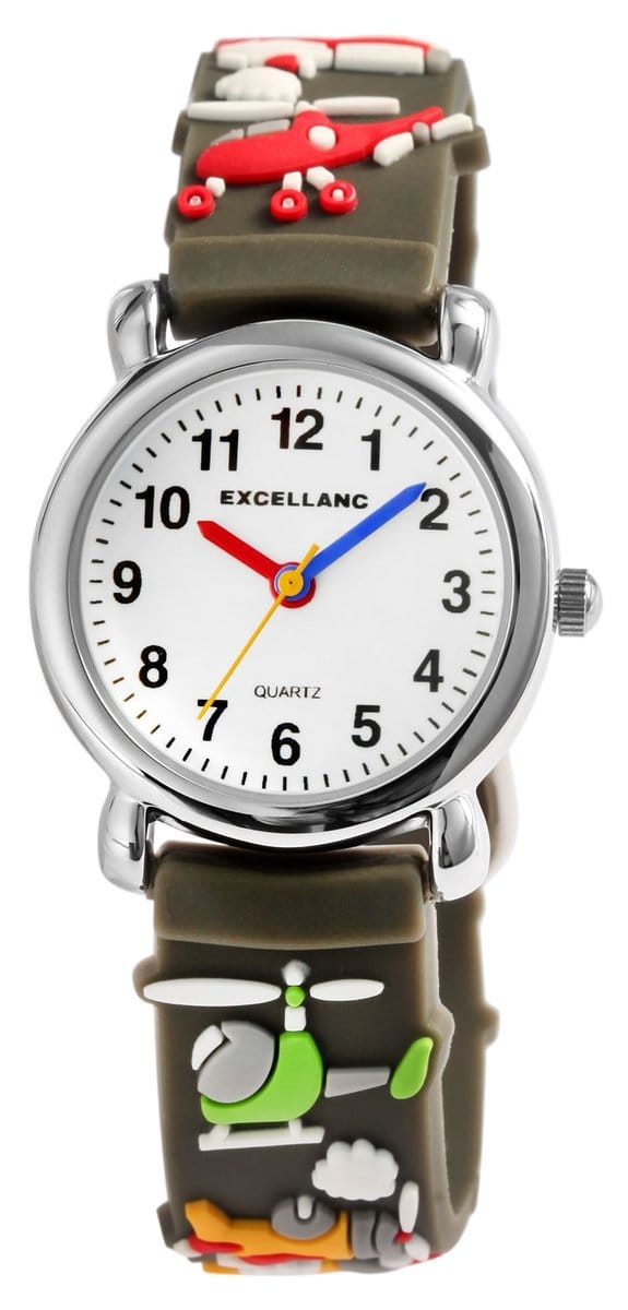 EXCELLANC Excellanc kinderhorloge van siliconen met helikoptermotieven