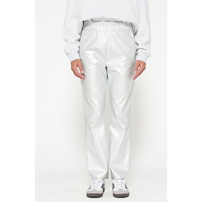 10DAYS Flared Pants Leatherlook Silver Größe: M | Lederhosen Outlet | Damen | Grau