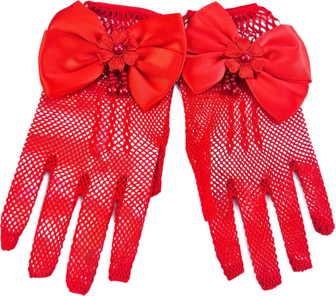 BamBella® - Feest Handschoenen Kant kinderen Meisje kort Rood