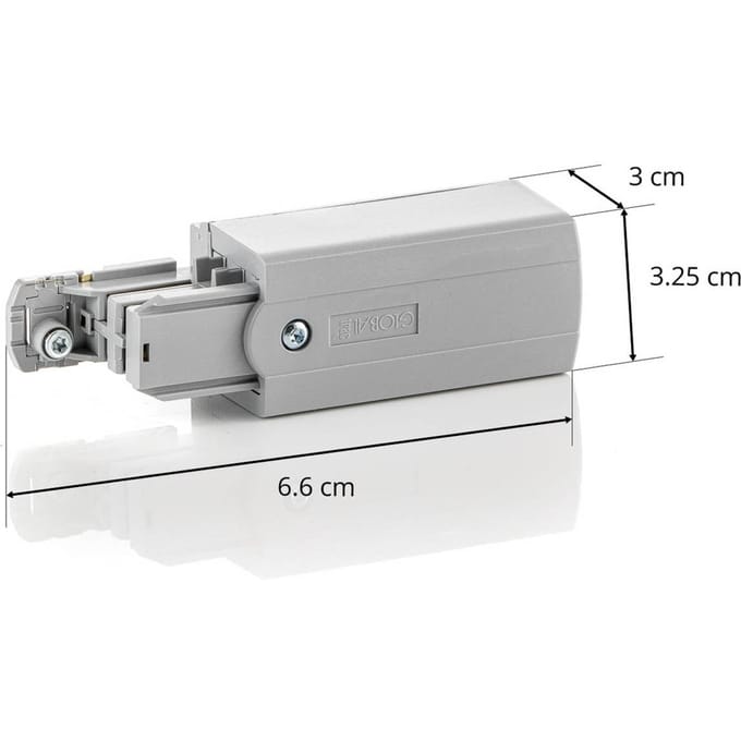 GLOBAL Eindvoeding links voor stroomrail Noa grijs