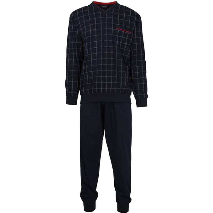 Gotzburg heren pyjama - blauw met rood en wit geruit