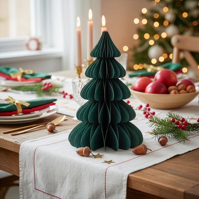 Springos Kerstbal | Papier | 18 Cm | 3D | Donkergroen