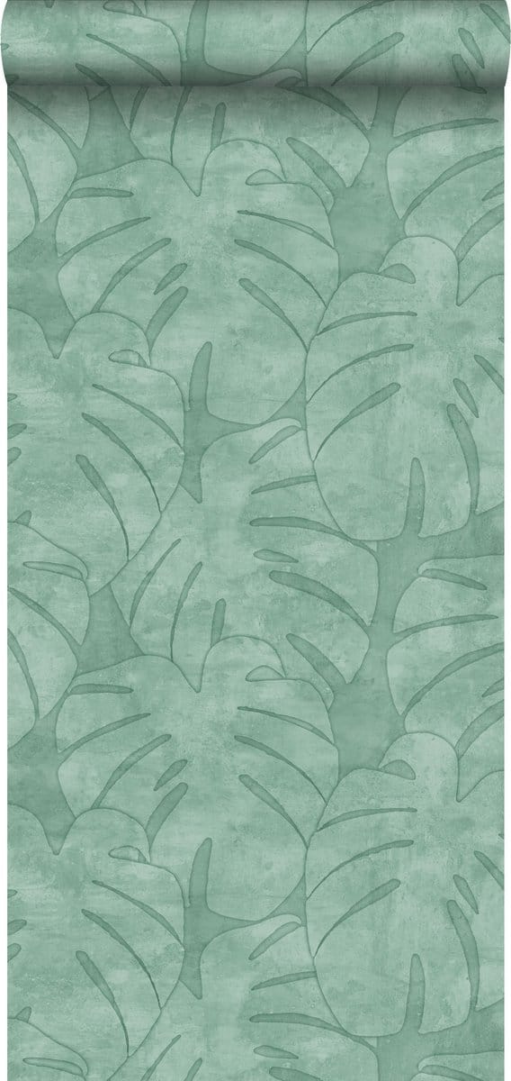 ESTAhome behang monstera bladeren mintgroen - 53 cm x 10.05 m - 139003