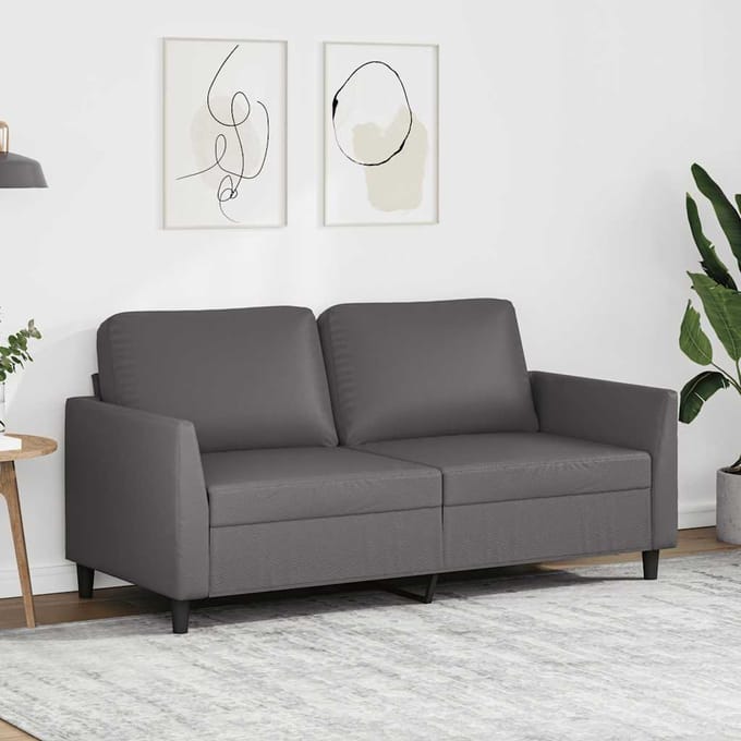vidaXL - Tweezitsbank - 140 - cm - kunstleer - grijs