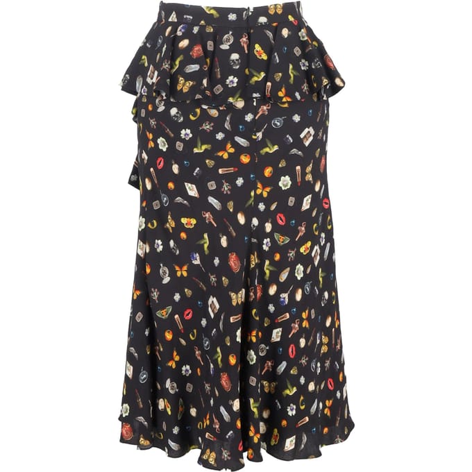 Alexander McQueen midi-rok met ruches en print in veelkleurige viscose
