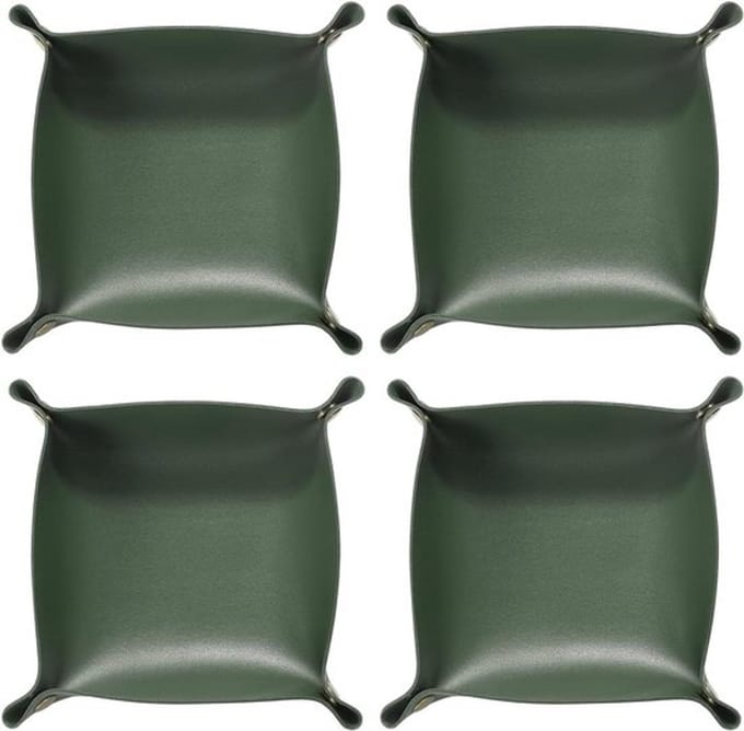 Allecta - Opbergvakken van PU-leer Set van 4 - Opvouwbaar, Draagbaar, Groen
