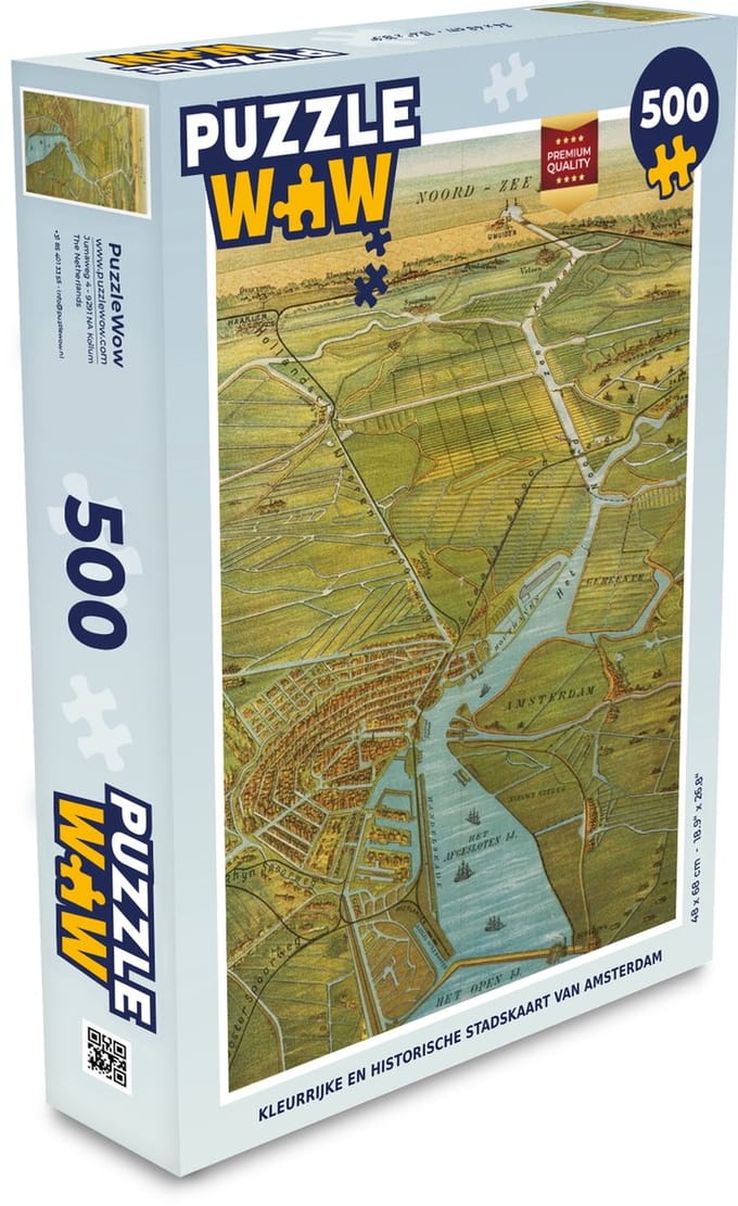 Puzzel Stadskaart - Amsterdam - Geschiedenis - Legpuzzel - Puzzel 500 stukjes - Plattegrond