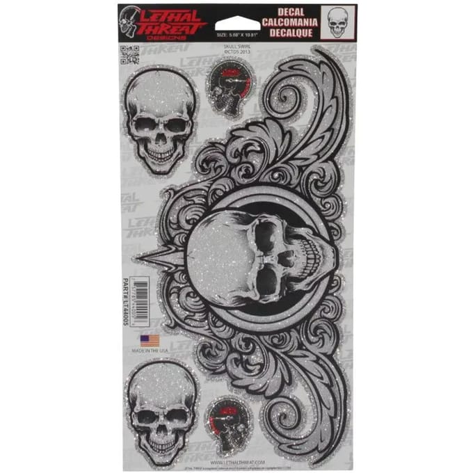 Motorfiets stickers Lethal Threat Skull Swirl