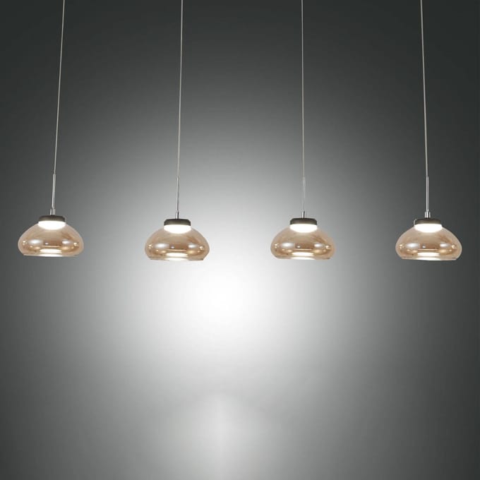 Fabas Luce Hanglamp Arabella 4-lamps in rij, amber